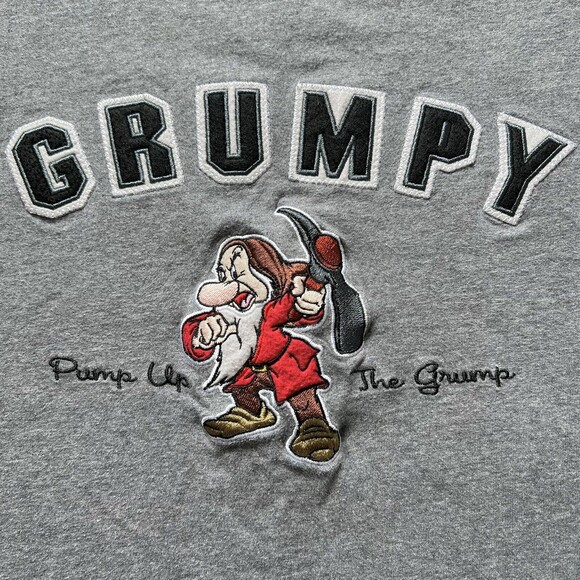 Disney Other - Grumpy "Pump Up the Grump" Embroidered (Large) Gray T-Shirt Disney Parks EUC